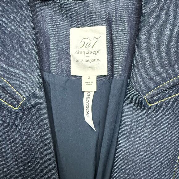 CINQ A SEPT Cheyenne Rhinestone Bow Denim Blazer - Picture 11 of 11